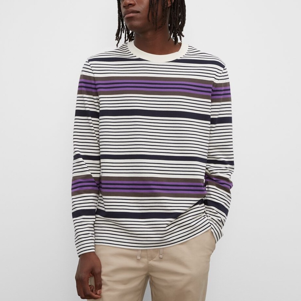 Long Sleeve Multi Stripe Tee - New With Tags - NEVER WORN - Navy Multi